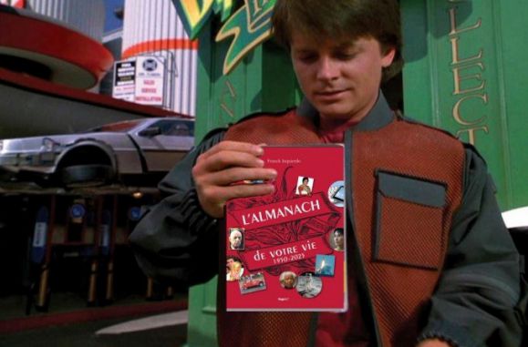 Marty McFly et l‘Almanach de votre vie 1950-2025 - Photo Parodique du Grays Sports Almanac
